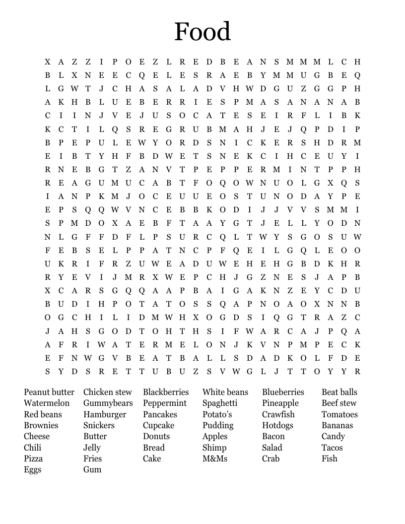 Food Word Search