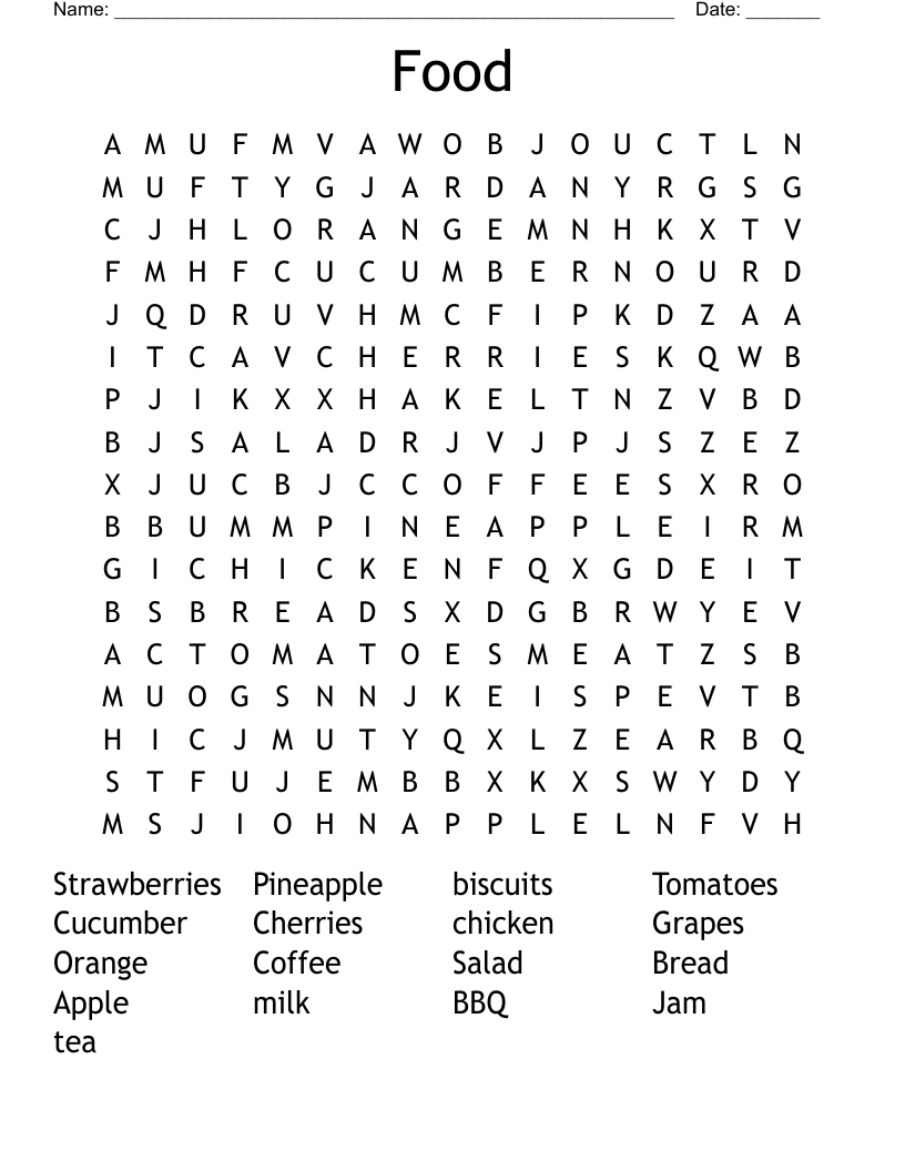 Food Word Search