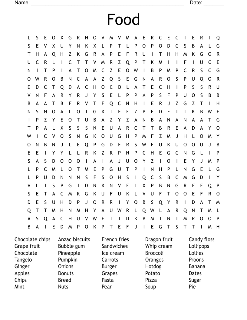 Food Word Search