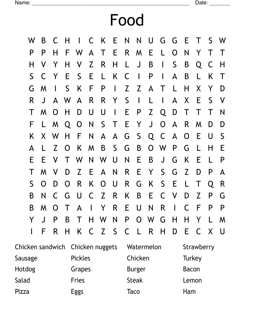 Food Word Search