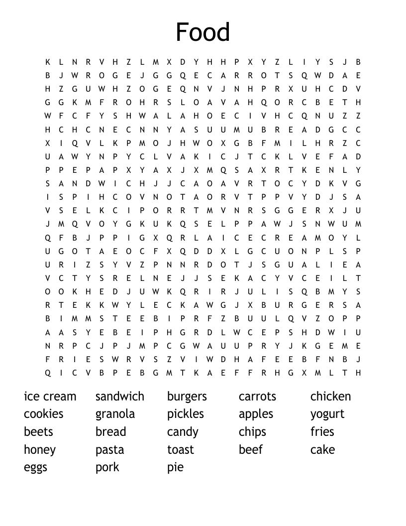 Food Word Search