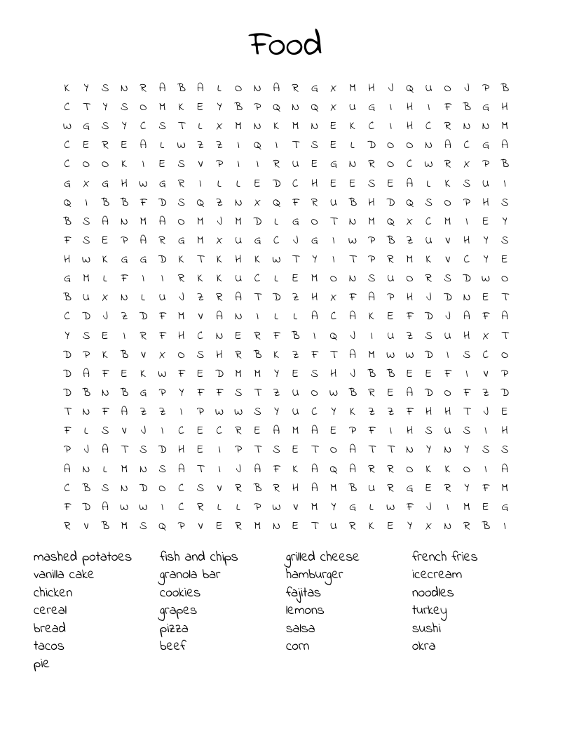 Food Word Search