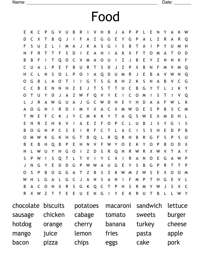 Food Word Search