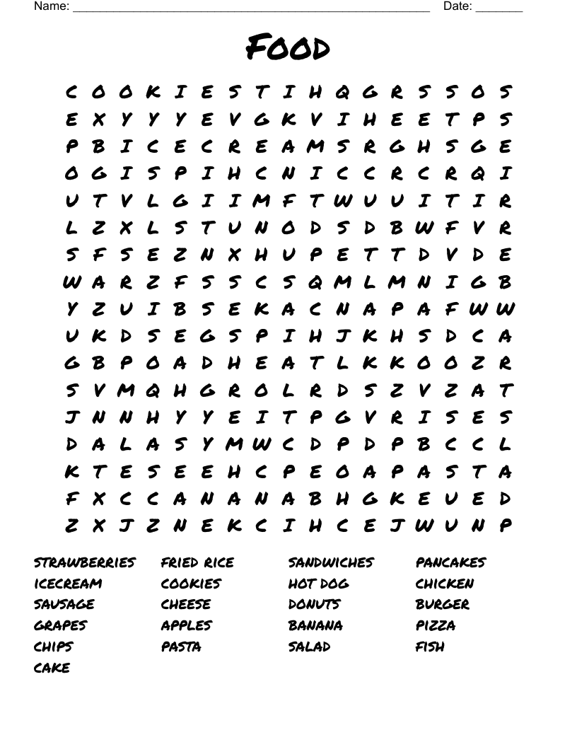 Food Word Search