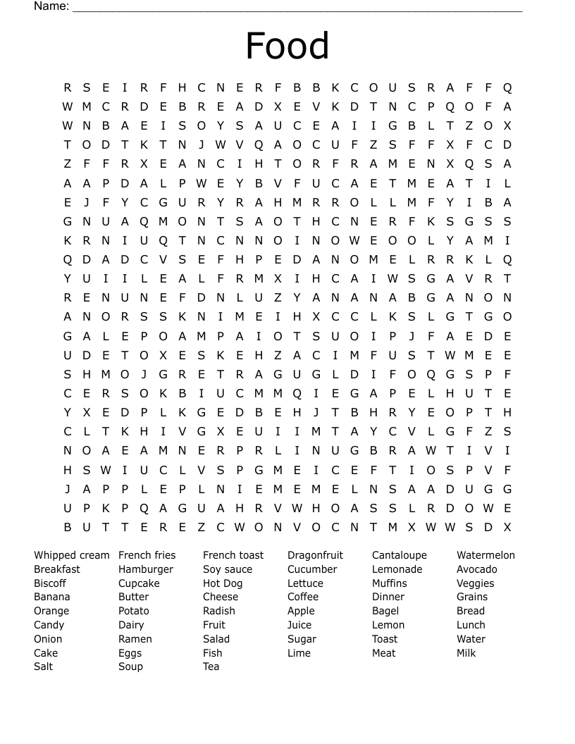 Food Word Search