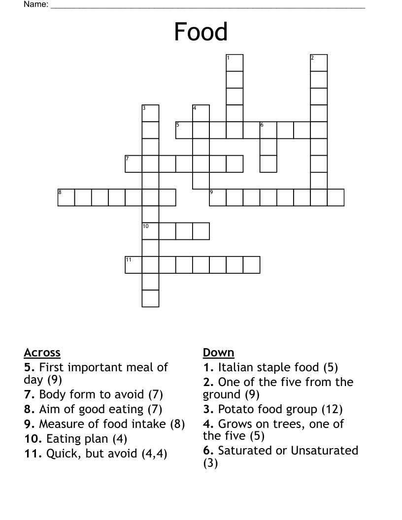 Food Crossword