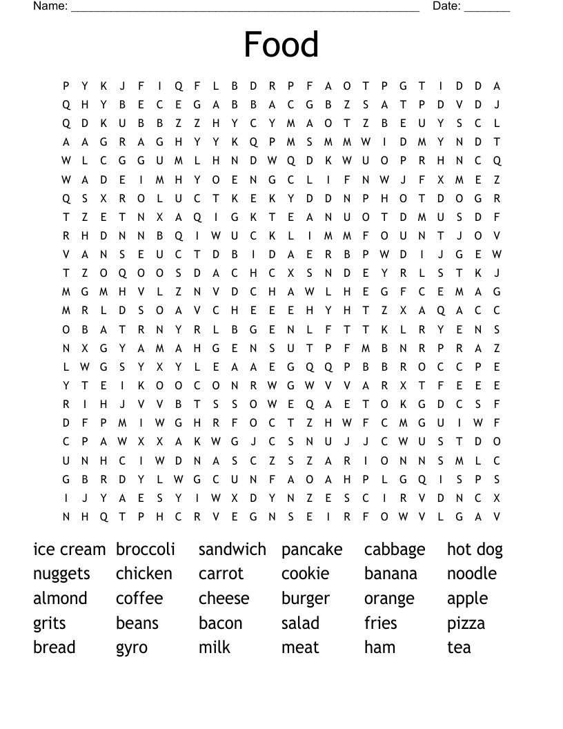 Food Word Search