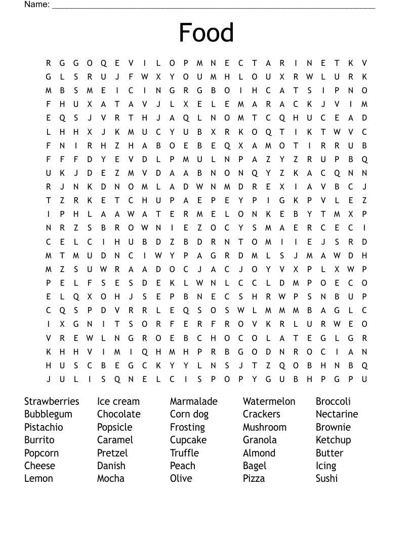 Food Word Search