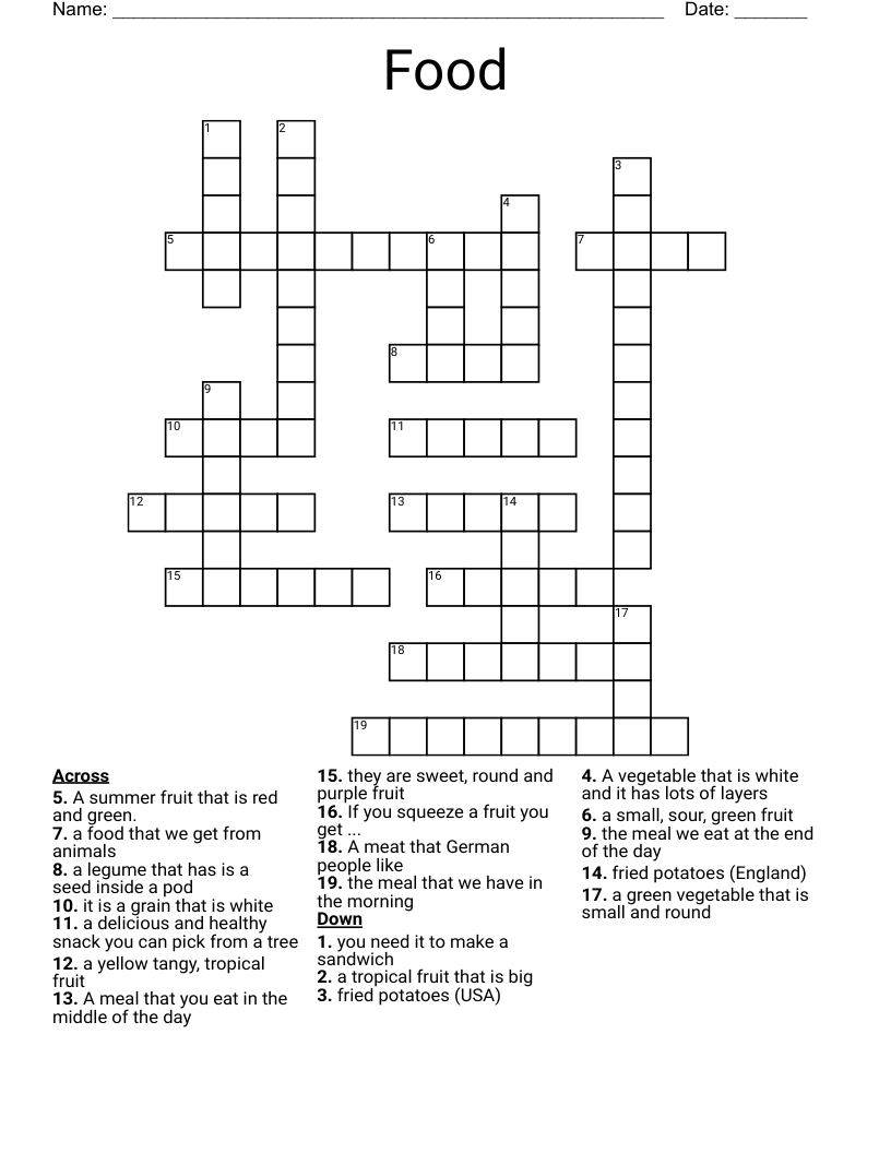 Food Crossword