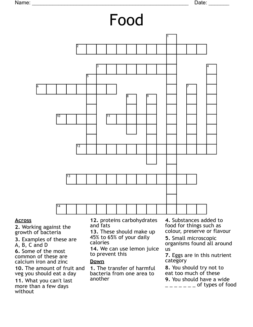 Food Crossword