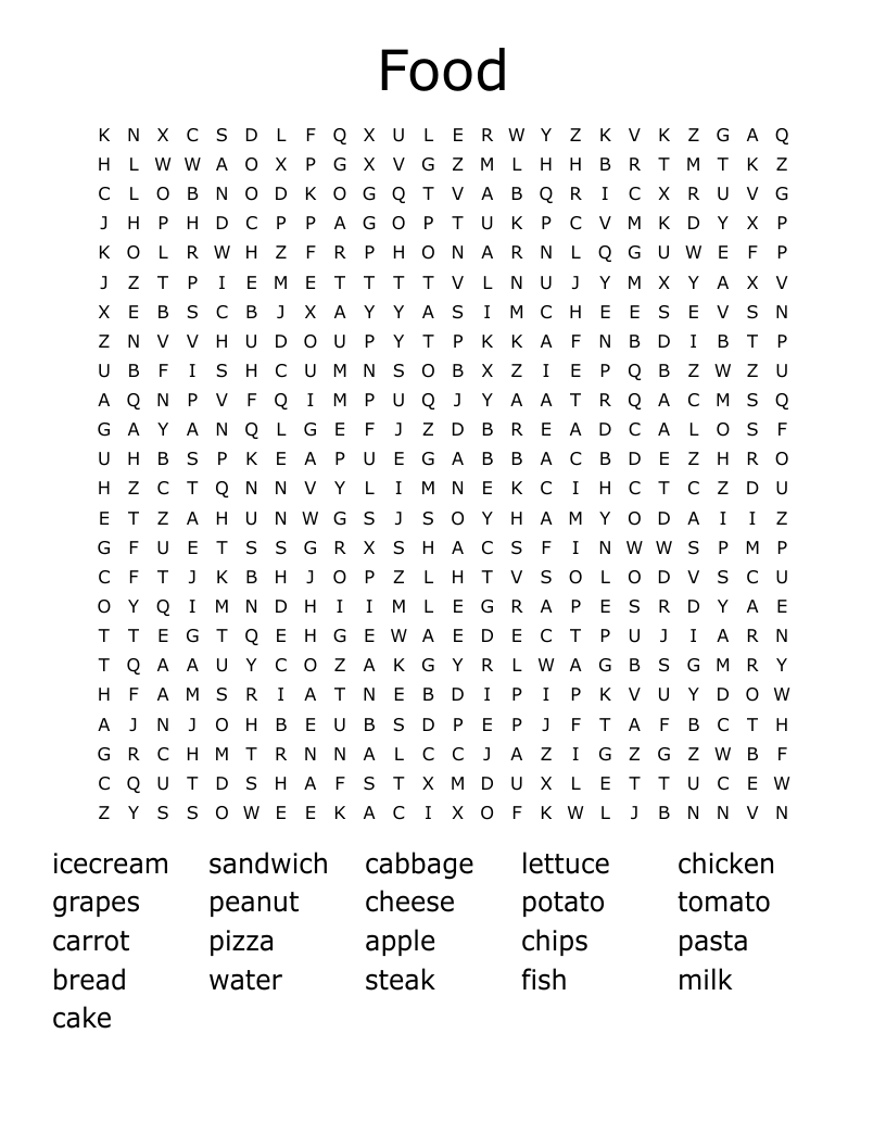 Food Word Search