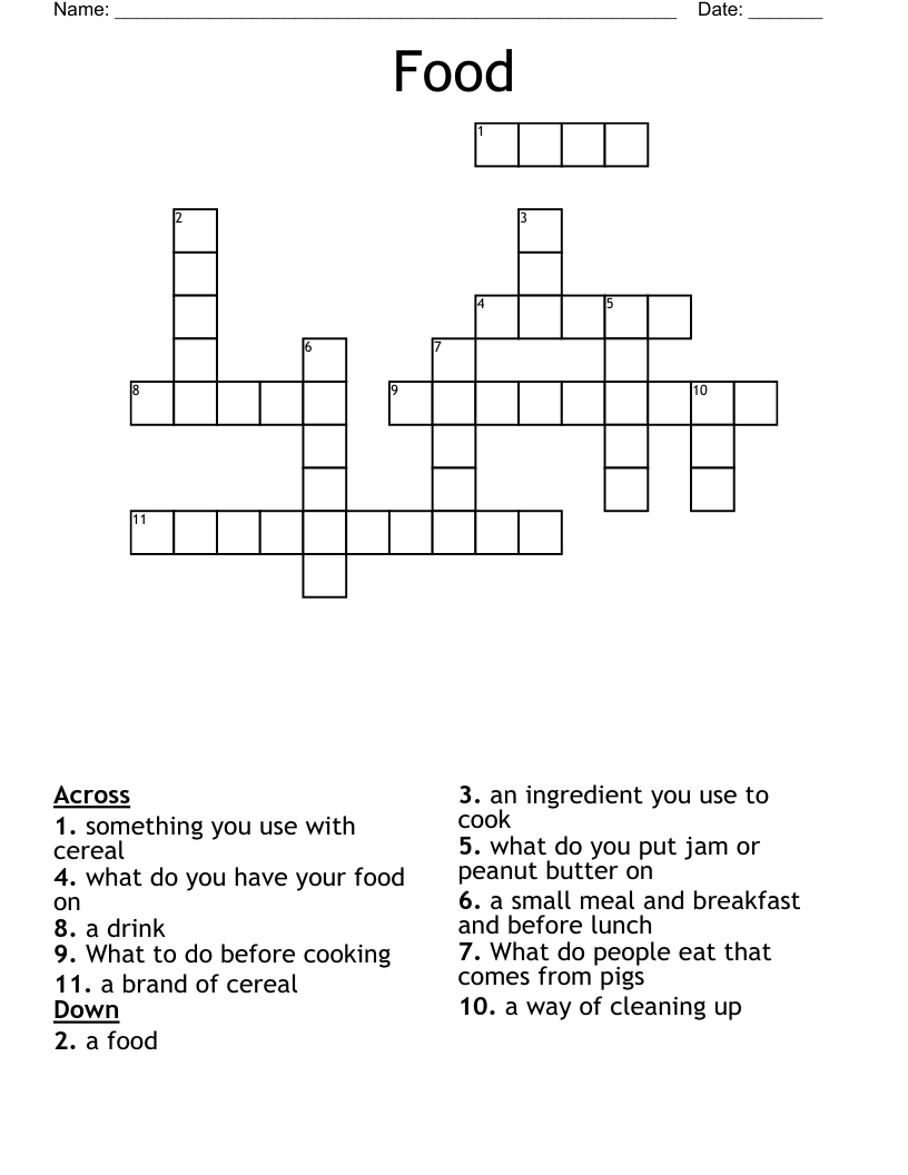 Food Crossword