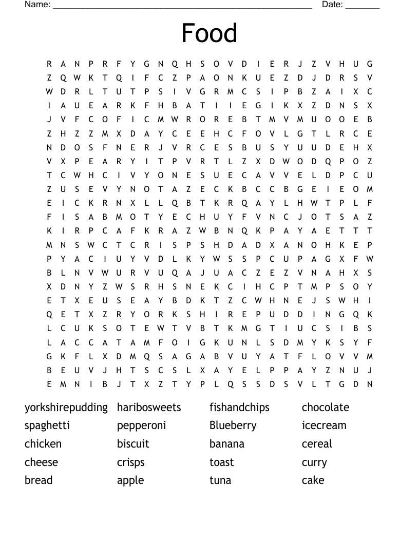 Food Word Search