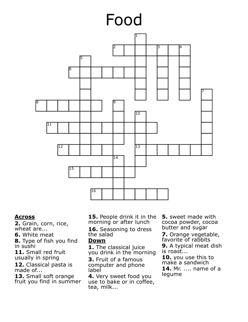 Food Crossword