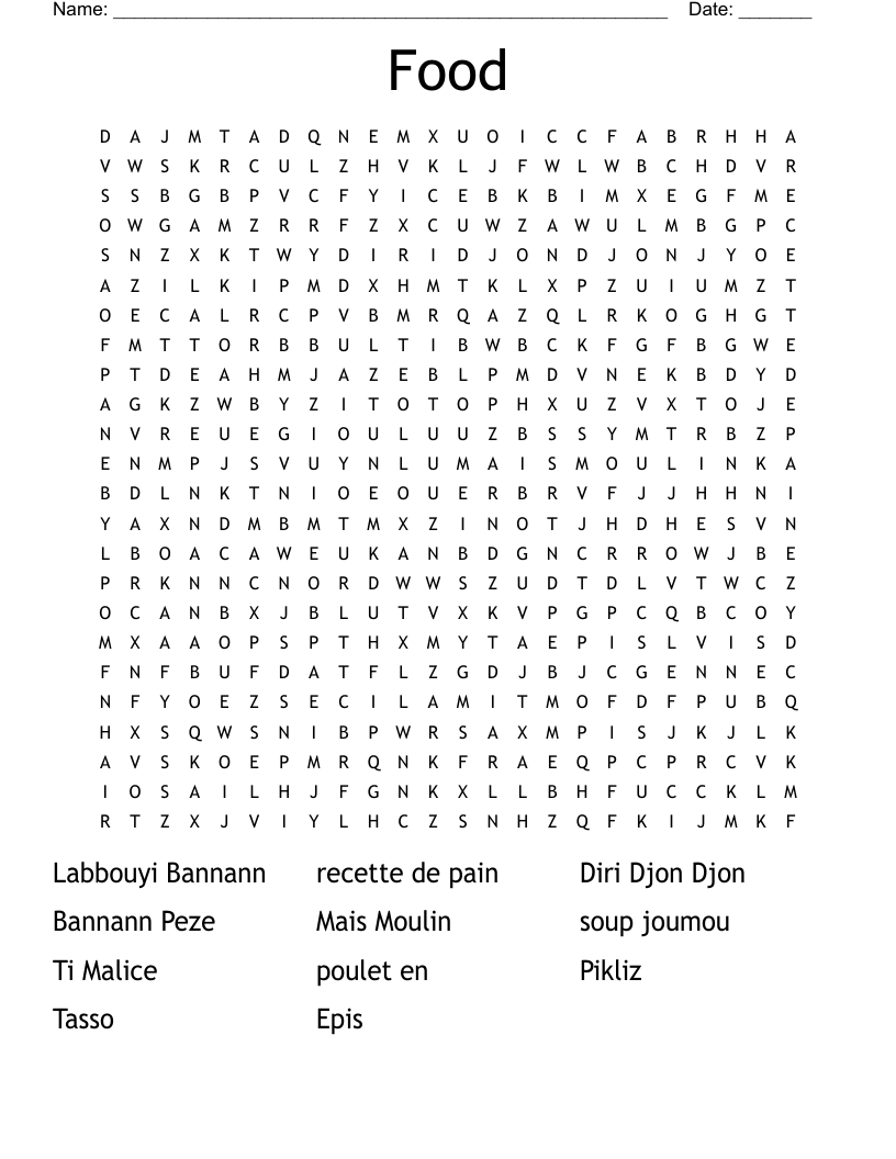 Food Word Search