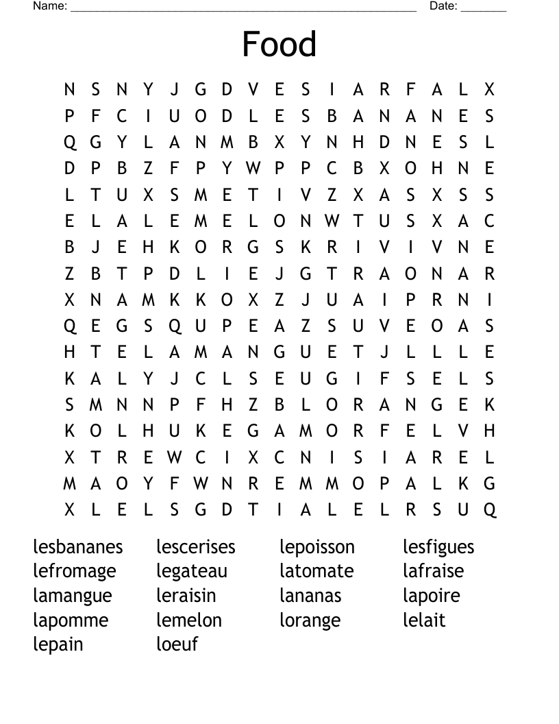 Food Word Search
