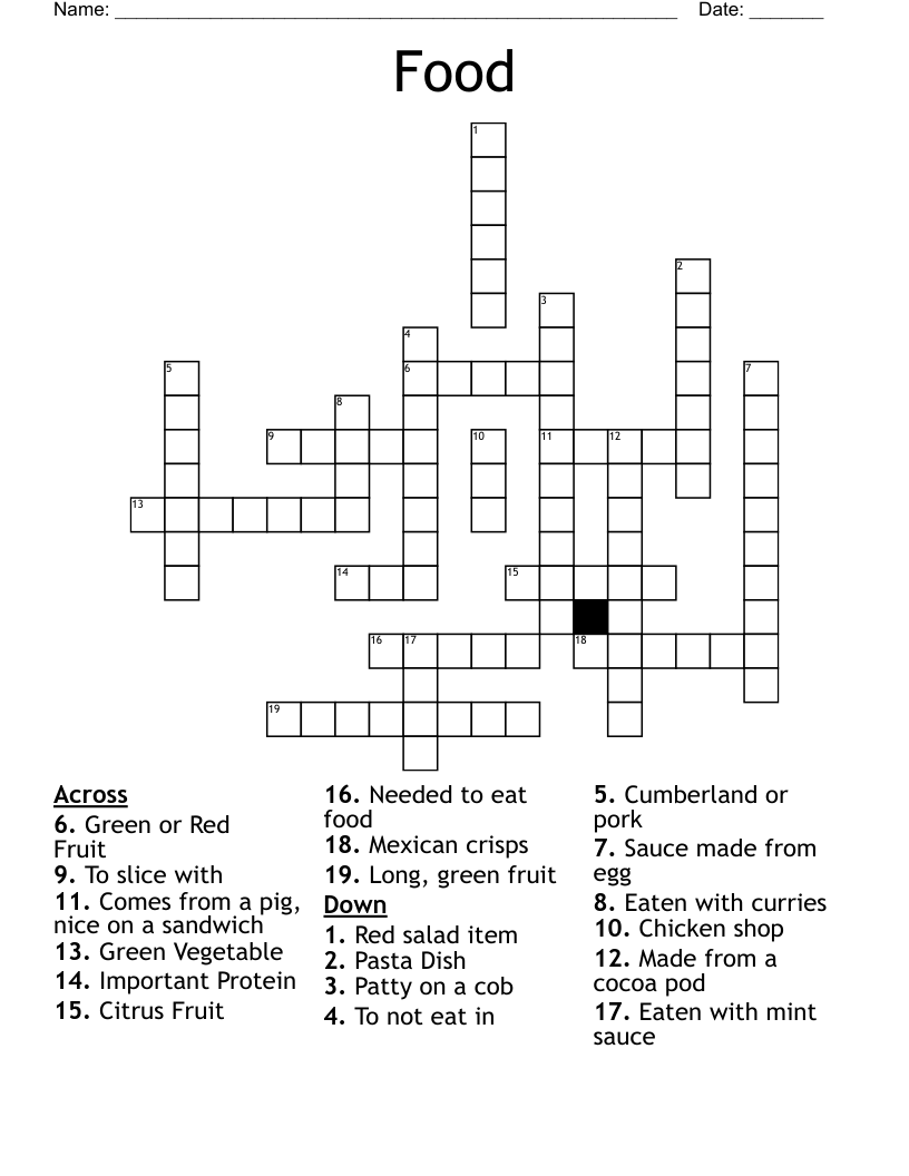 Food Crossword