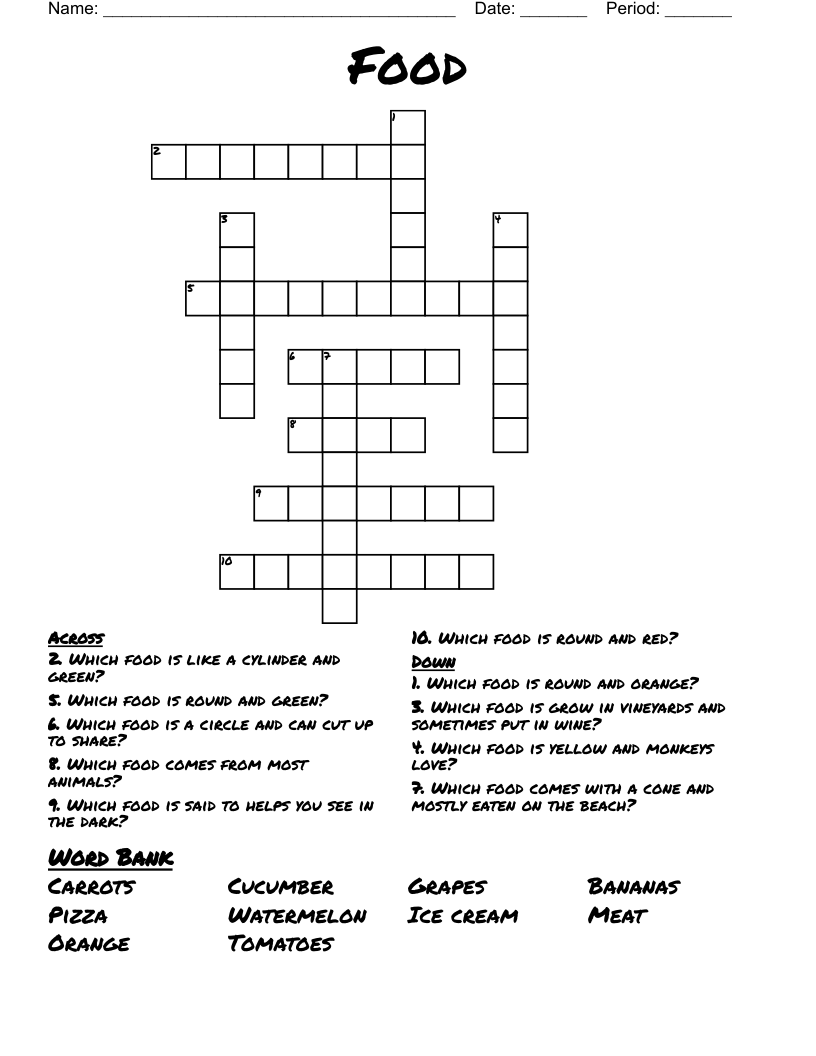 Food Crossword