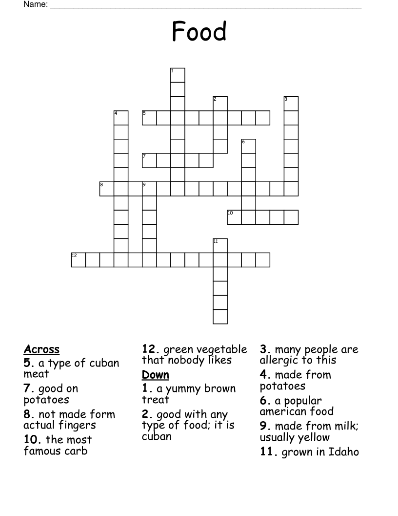 Food Crossword