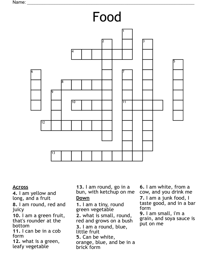 Food Crossword