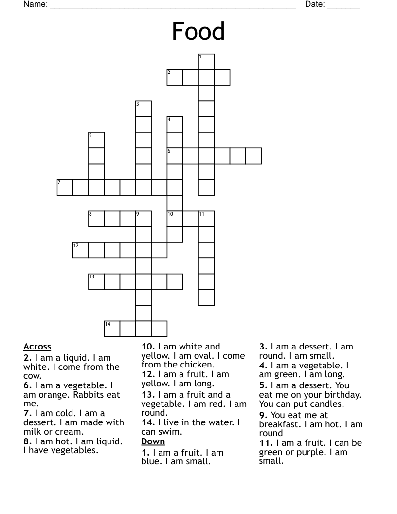 Food Crossword