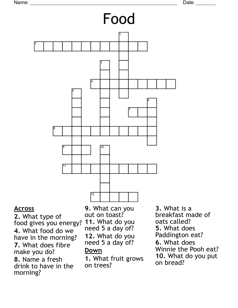 Food Crossword
