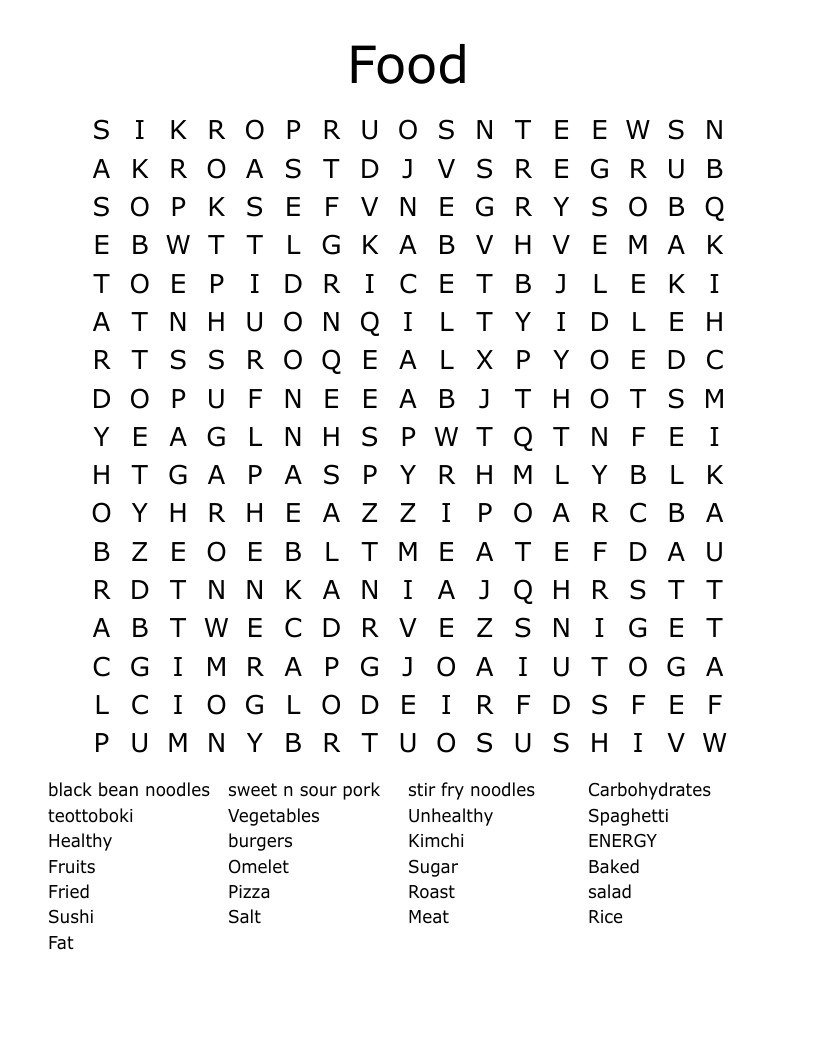 Food Word Search
