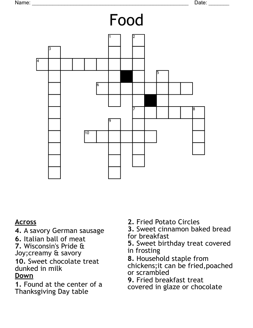 Food Crossword