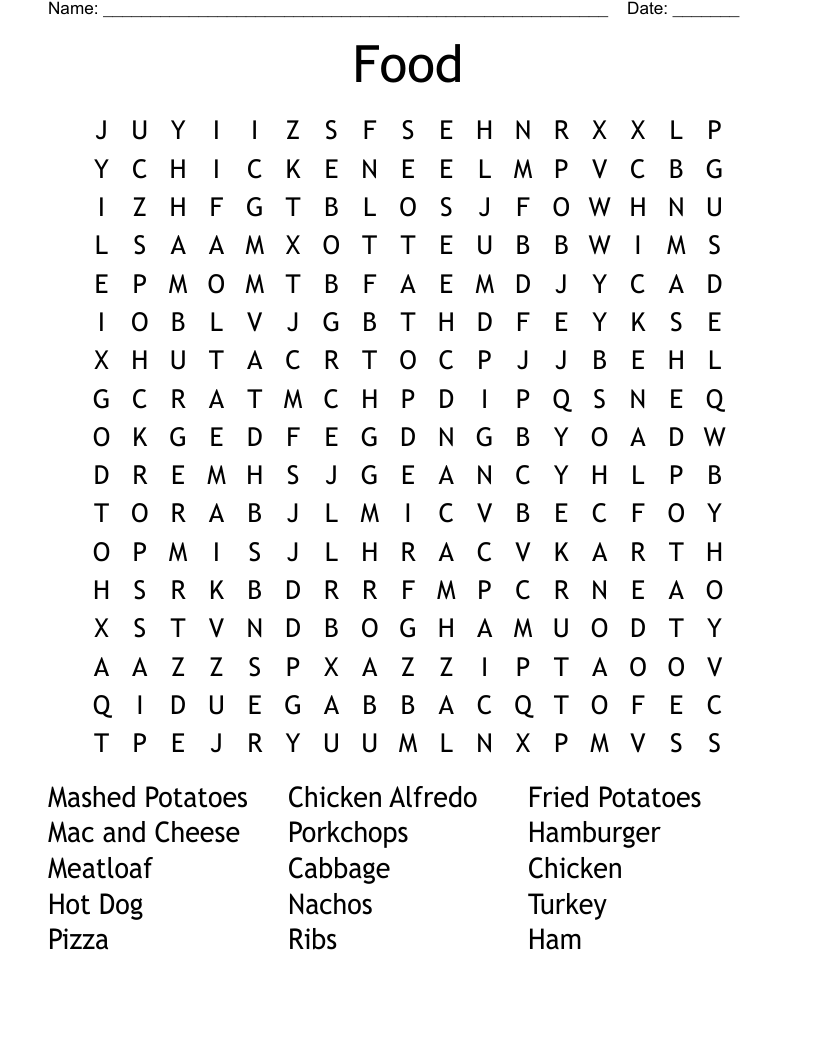 Food Word Search