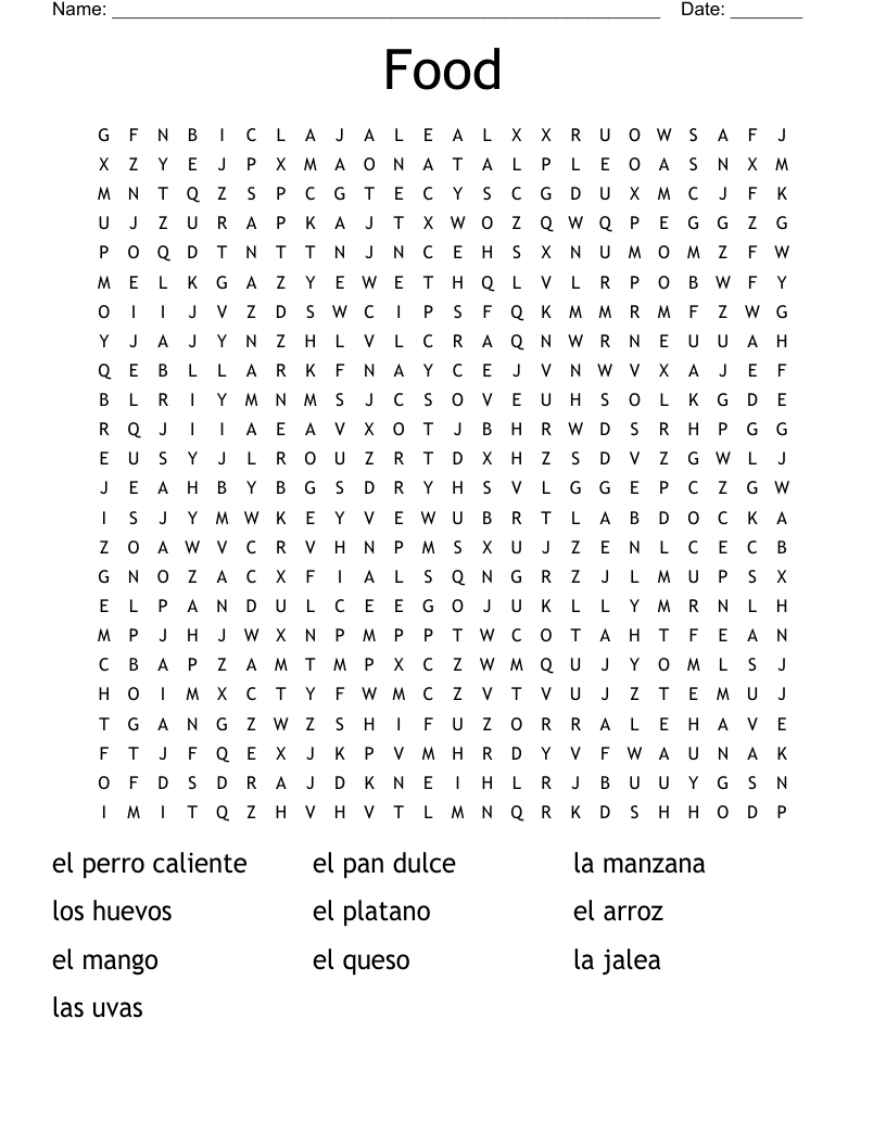 Food Word Search