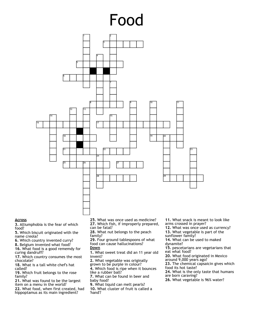 Food Crossword