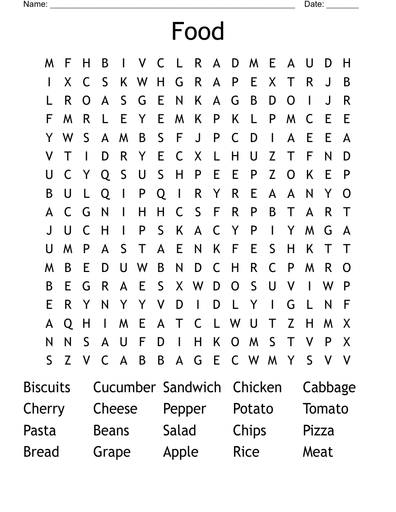 Food Word Search