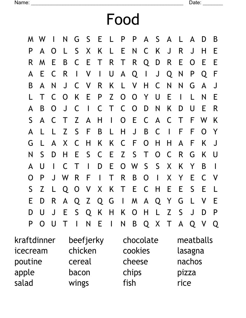 Food Word Search