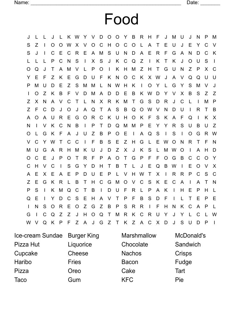 Food Word Search