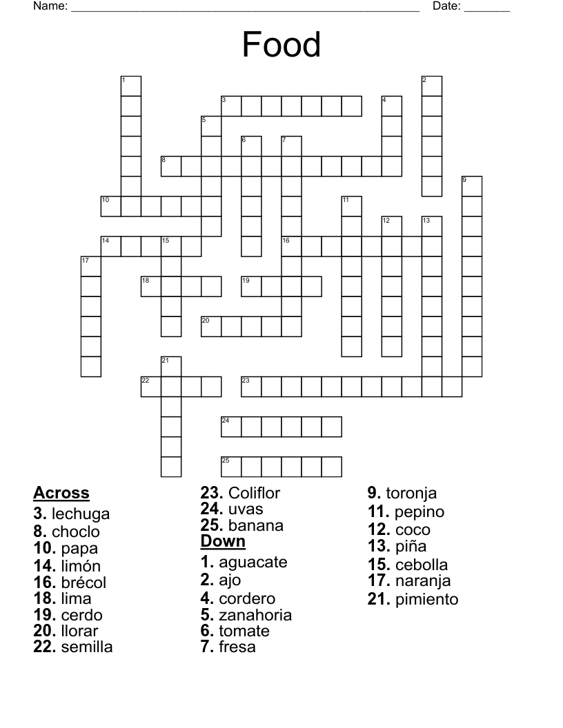 Food Crossword