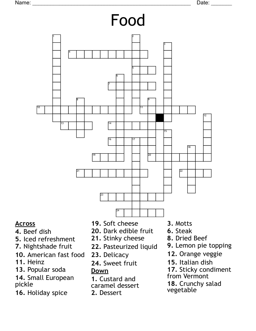 Food Crossword