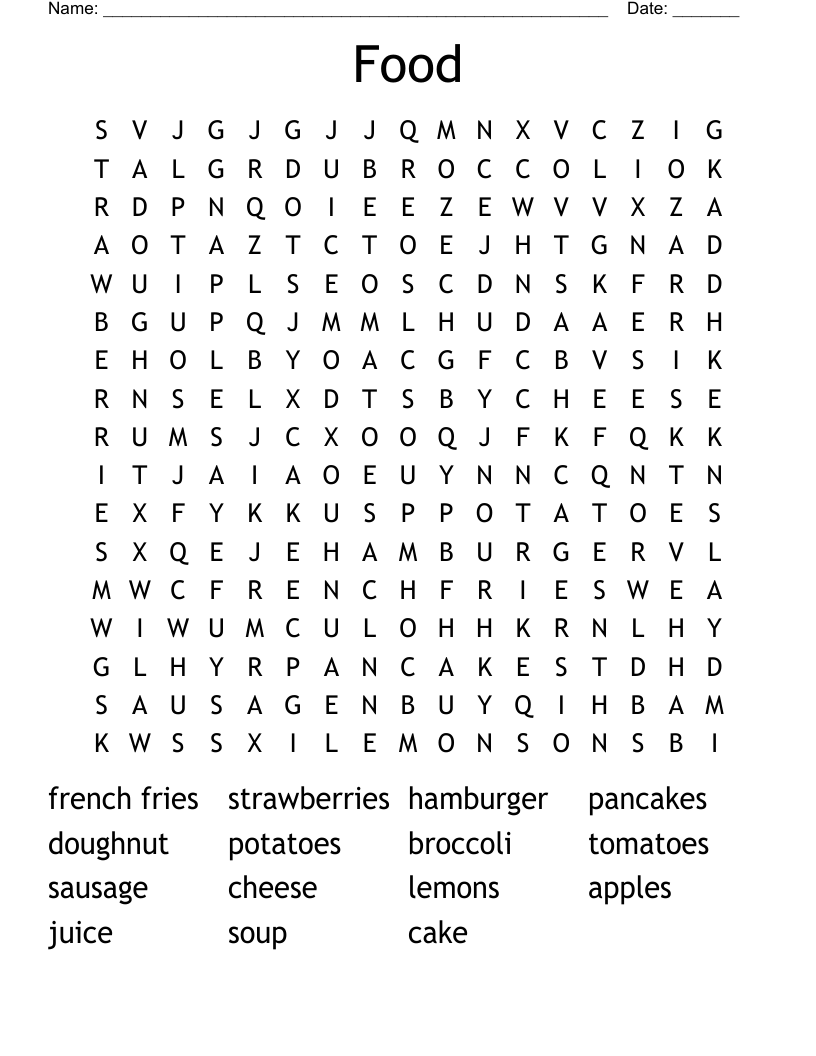 Food Word Search