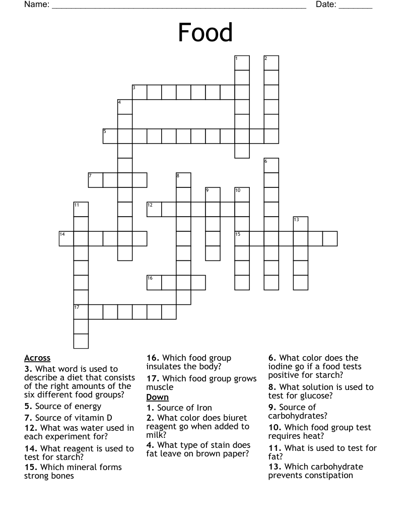 Food Crossword