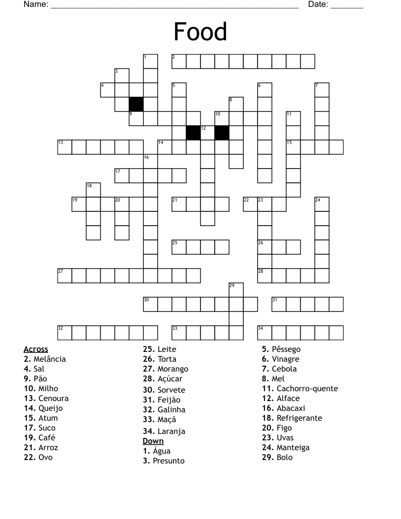 Food Crossword