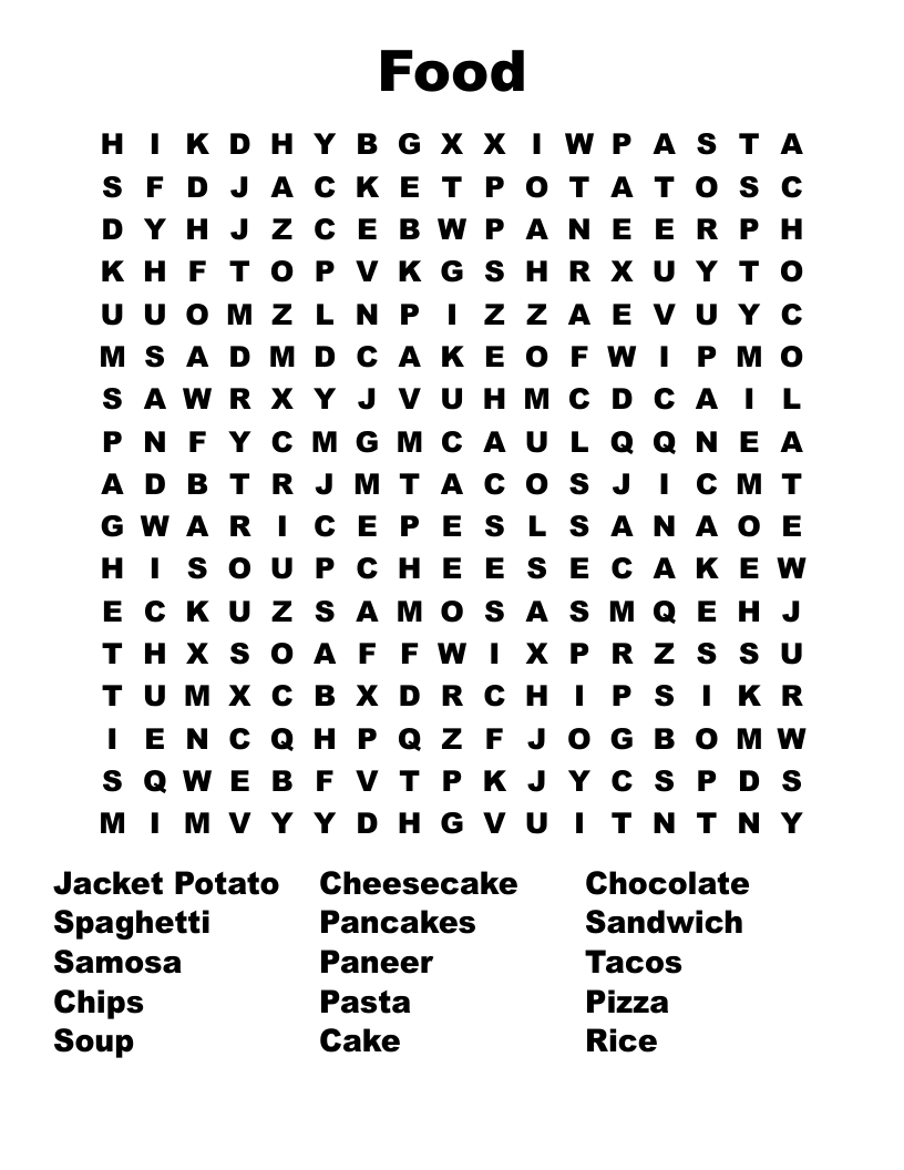 Food Word Search