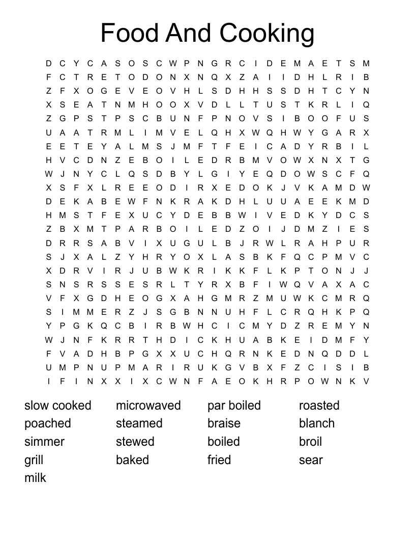 Food And Cooking Word Search