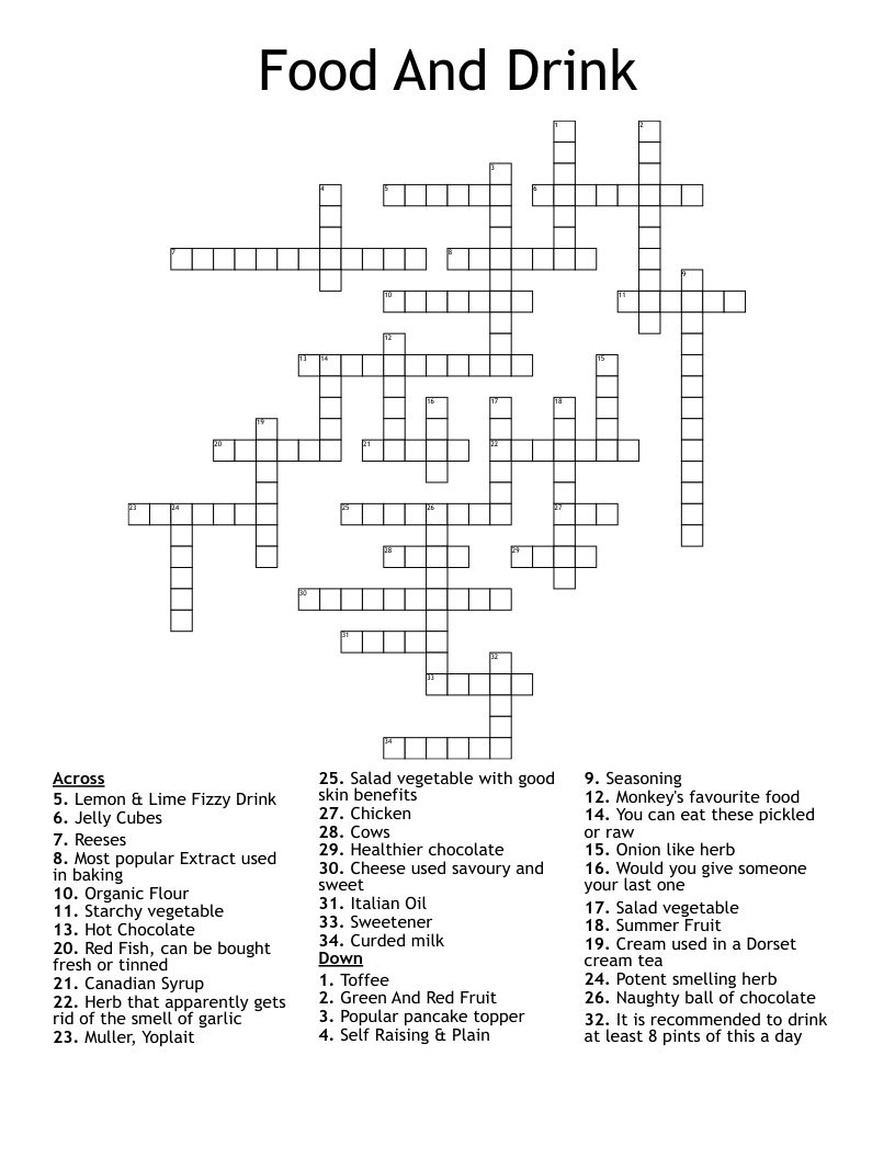 Food And Drink Crossword