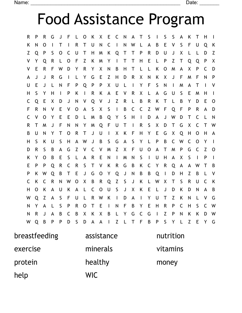 Food Assistance Program  Word Search