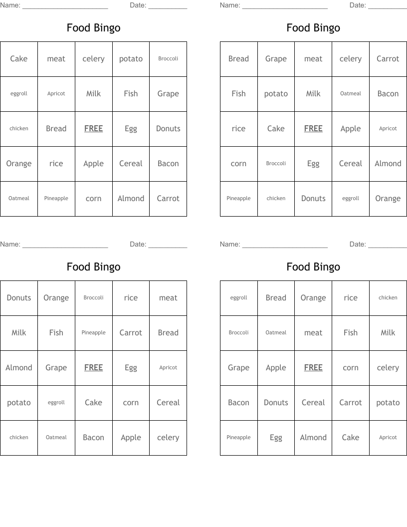 Food Bingo