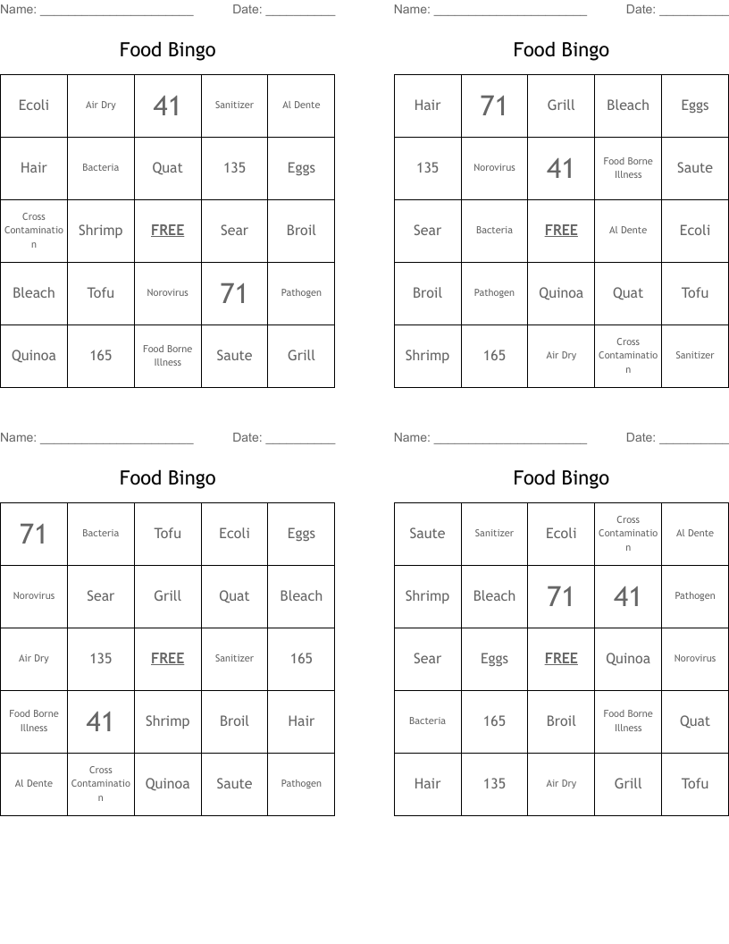 Food Bingo