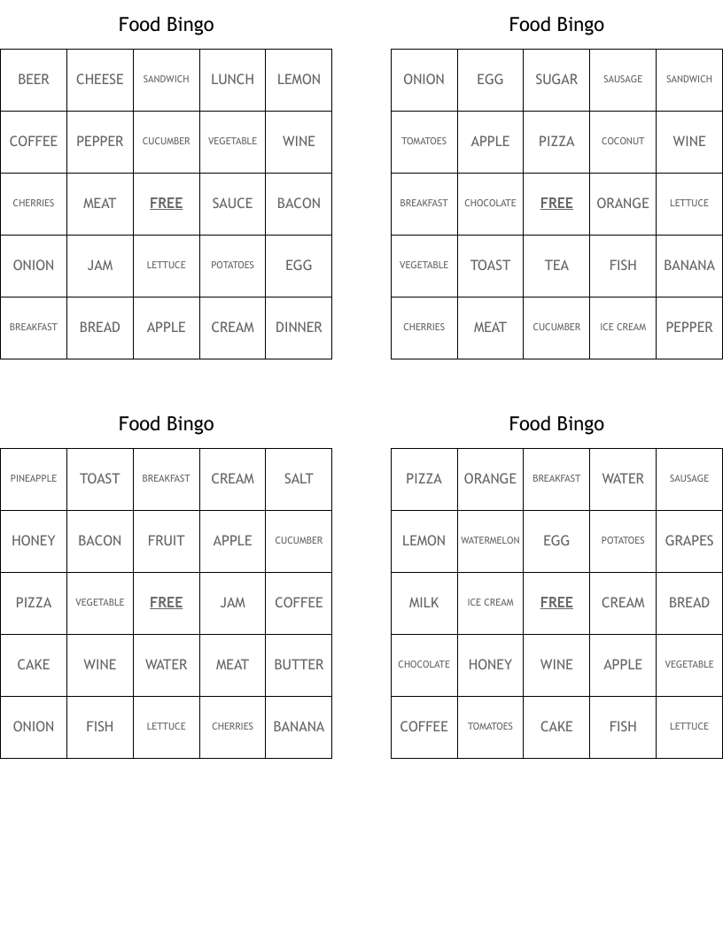Food Bingo