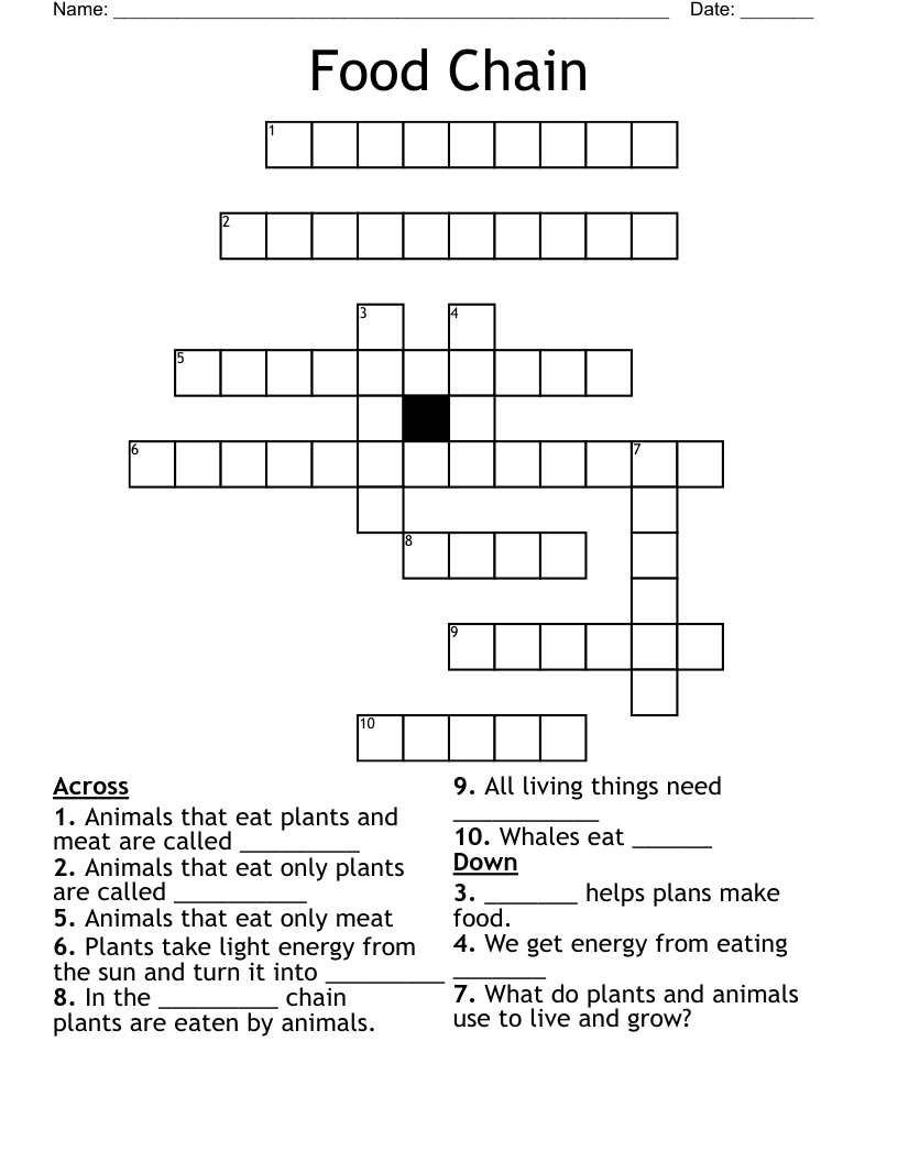Food Chain Crossword