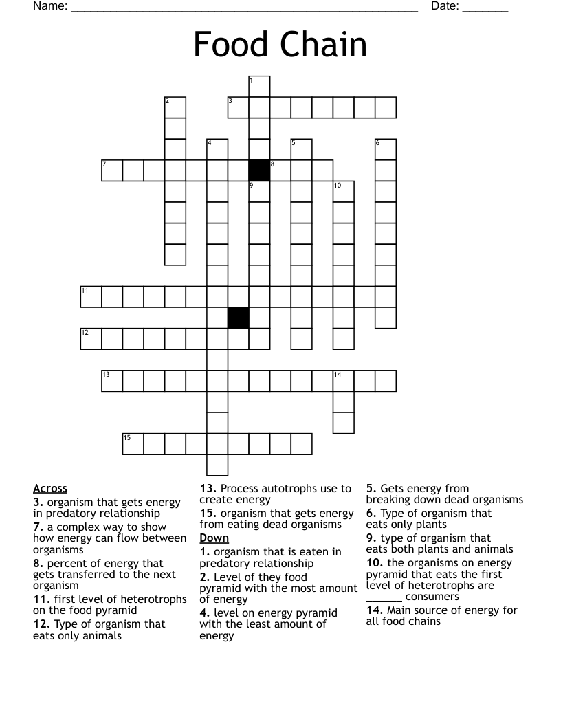 Food Chain Crossword