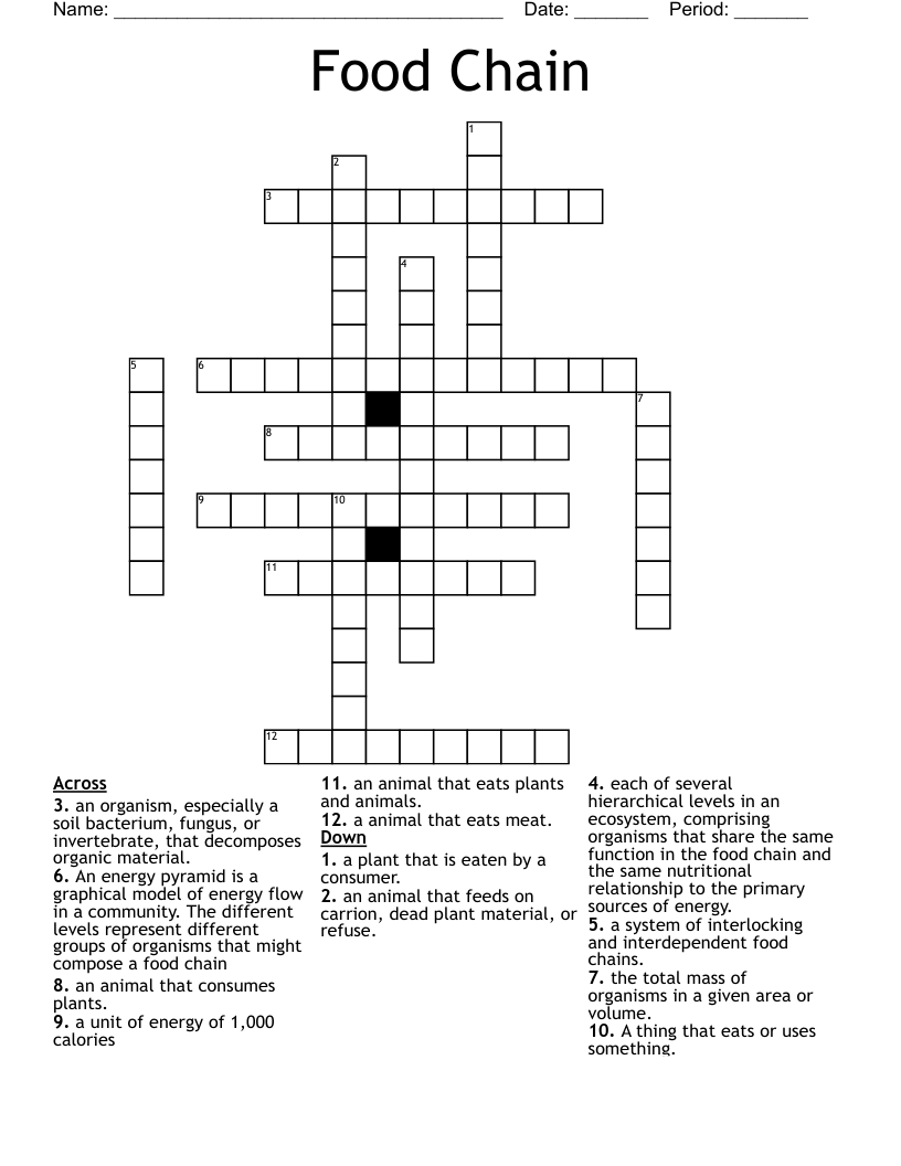 Food Chain Crossword