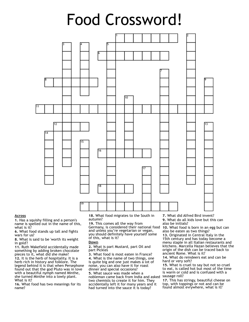 Food Crossword!